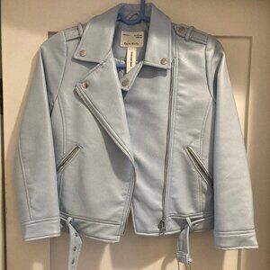 Zara Girls Faux Leather Jacket - powder blue Size 9/10